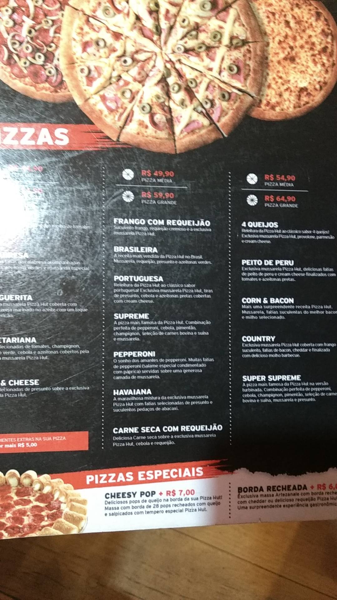 Pizza Hut cardápio