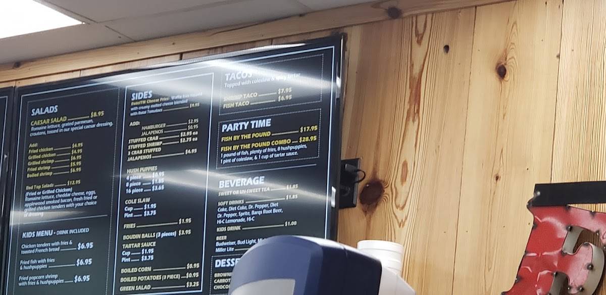 Menu at Red Top Seafood restaurant, Natchez