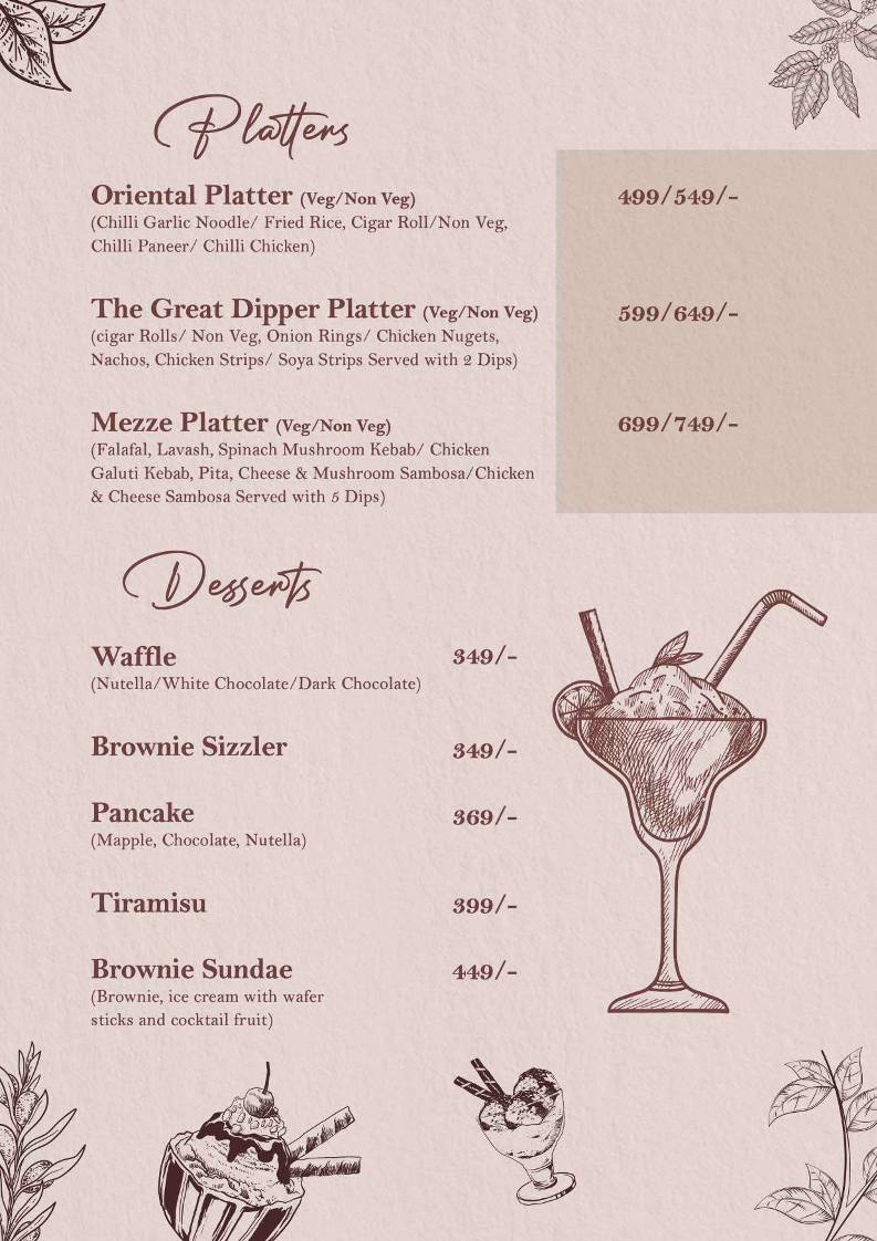Refections Cafe, Chandigarh menu