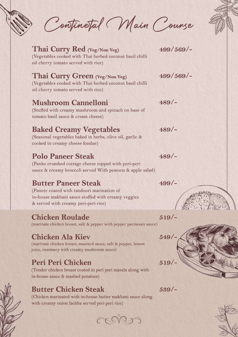 Refections Cafe, Chandigarh menu
