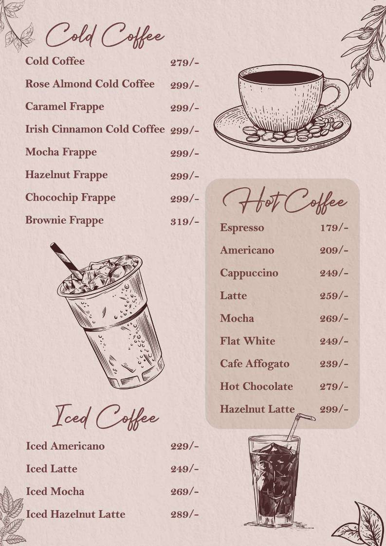 Refections Cafe, Chandigarh menu