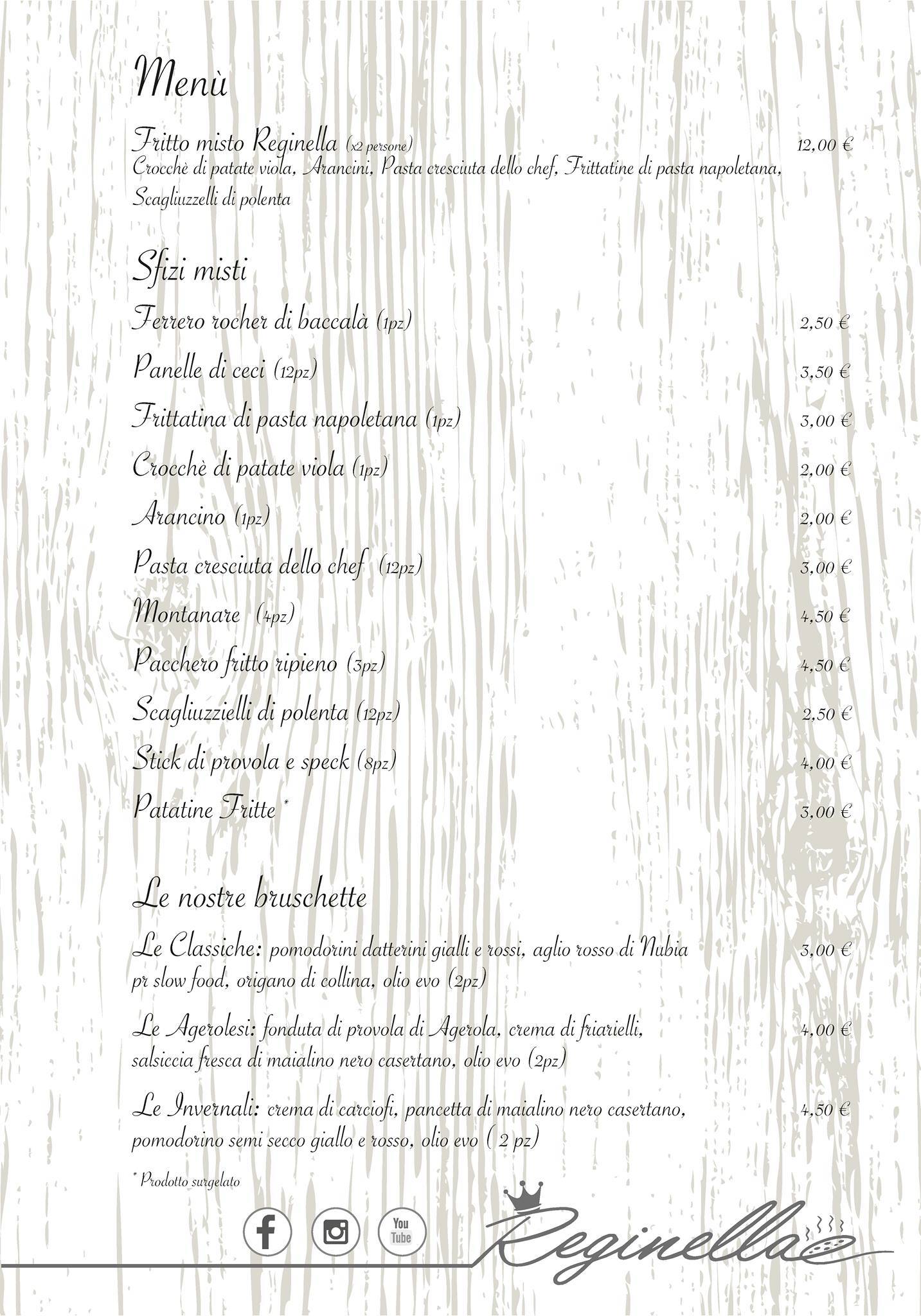 Menu di Reginella - Via san carlo, 57 