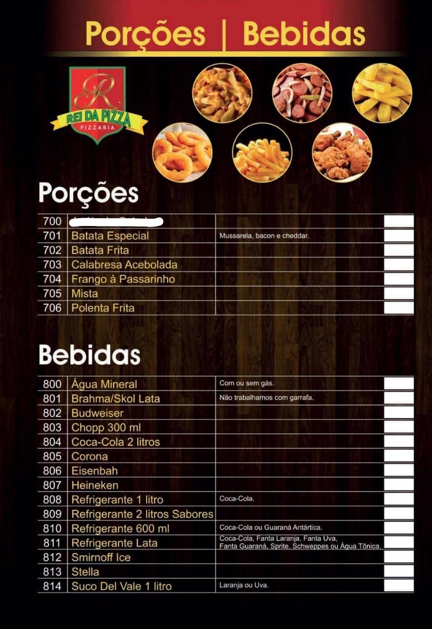 Rei Da Pizza cardápio
