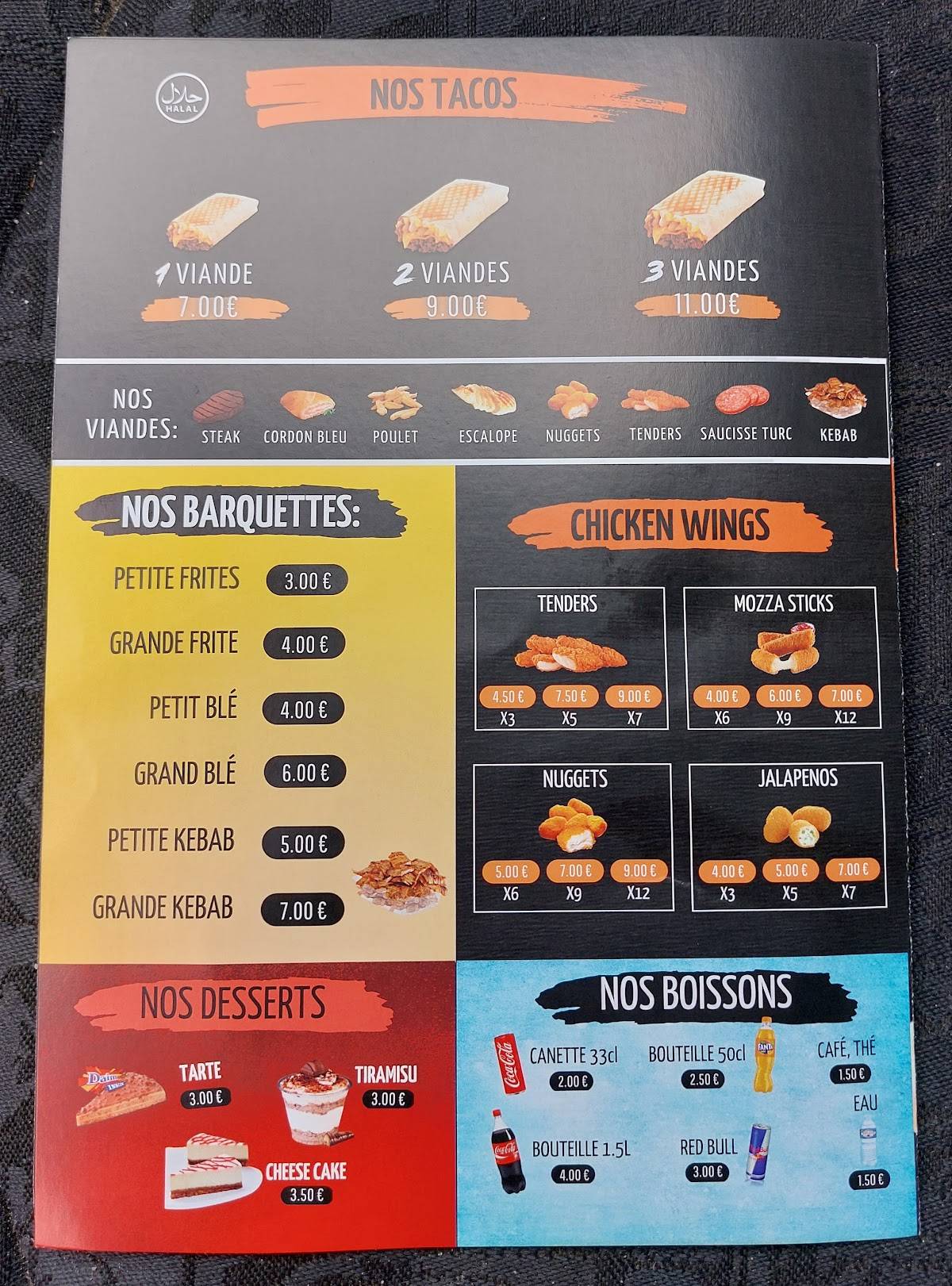 Menu de Snack Saray
