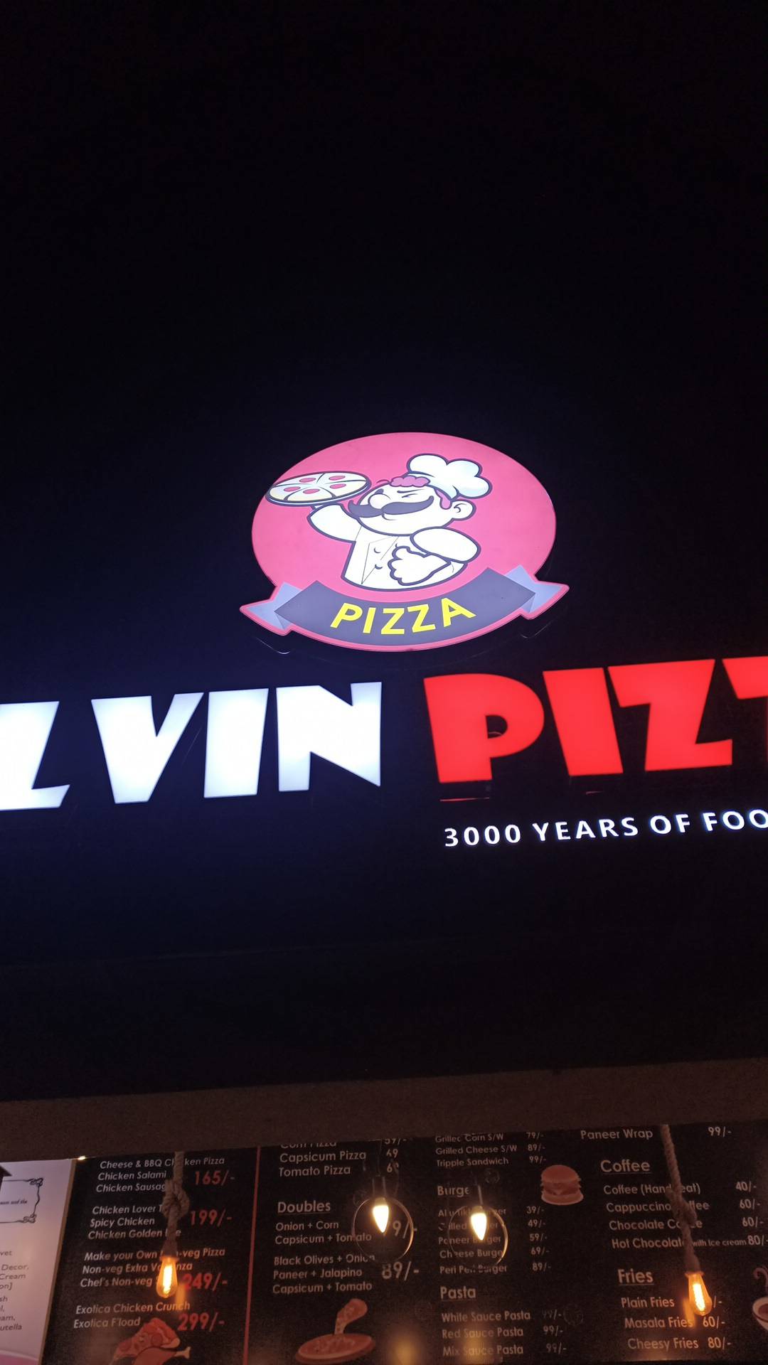 Alvin Pizza menu