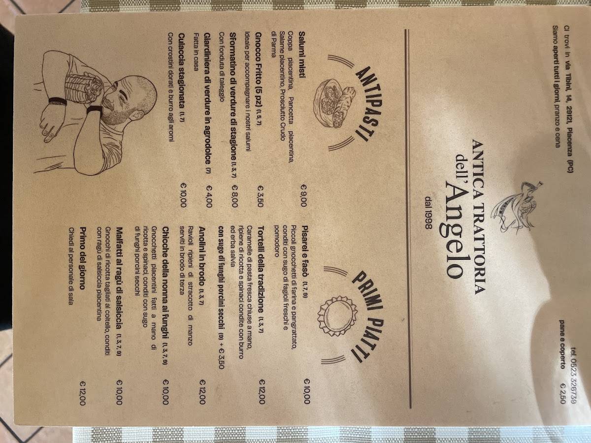 Menu di Antica Trattoria dell'Angelo 