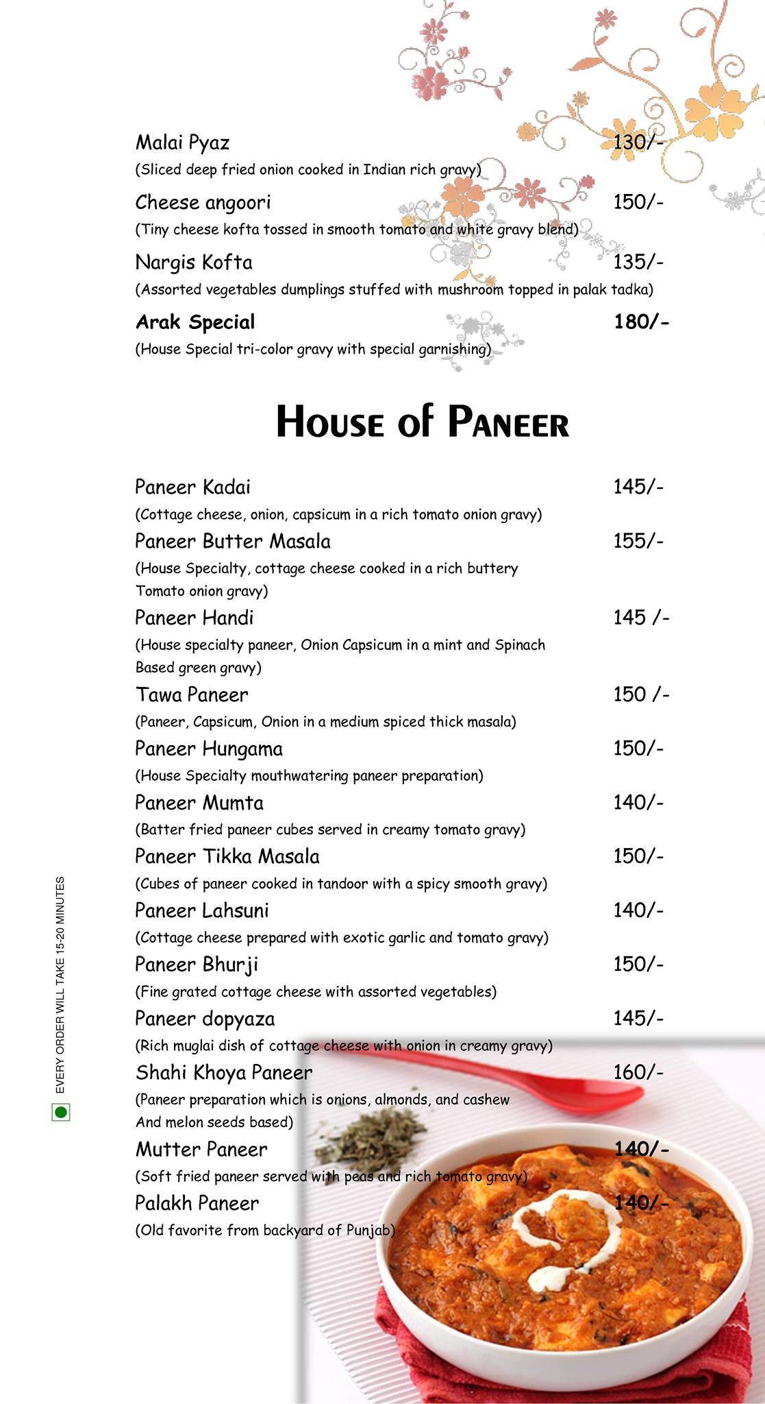 Ark Restaurant and Cafe menu