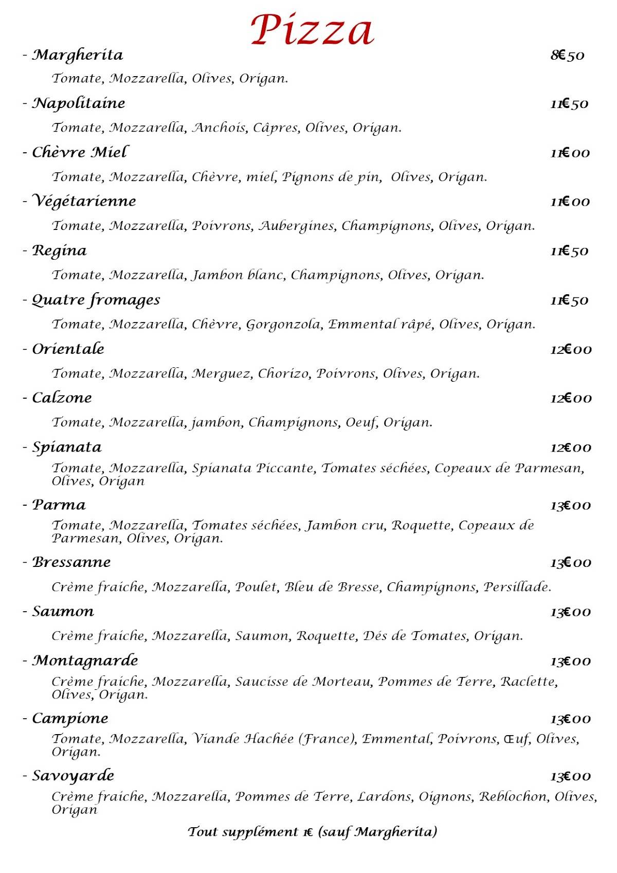 Menu de Aux 2 Délices