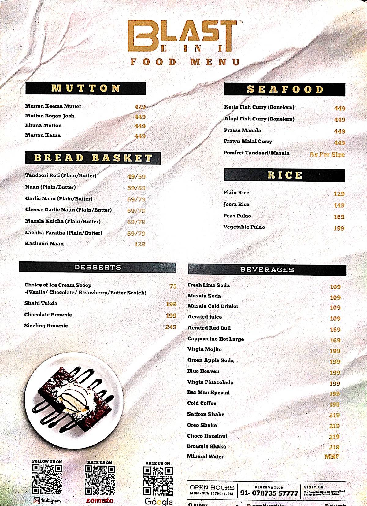 BLAST (CAFE - RESTAURANT - CATERING) menu