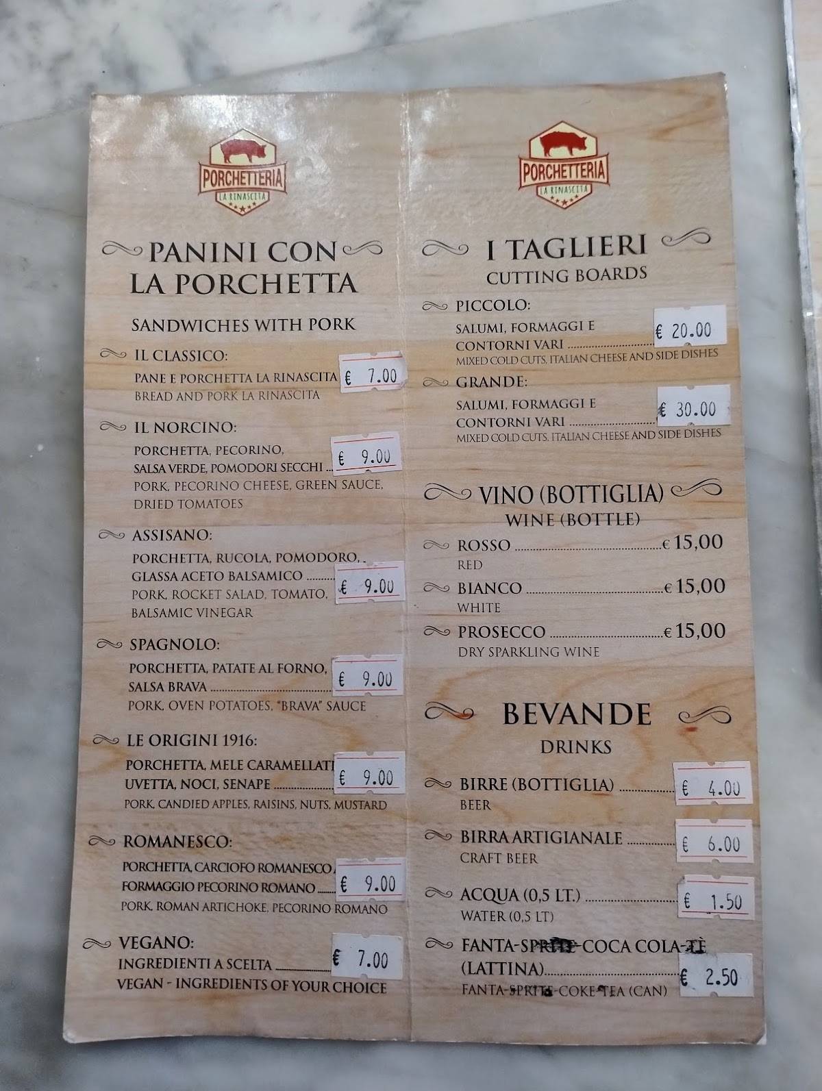 Menu di Barretta Pesce e Porchetta 