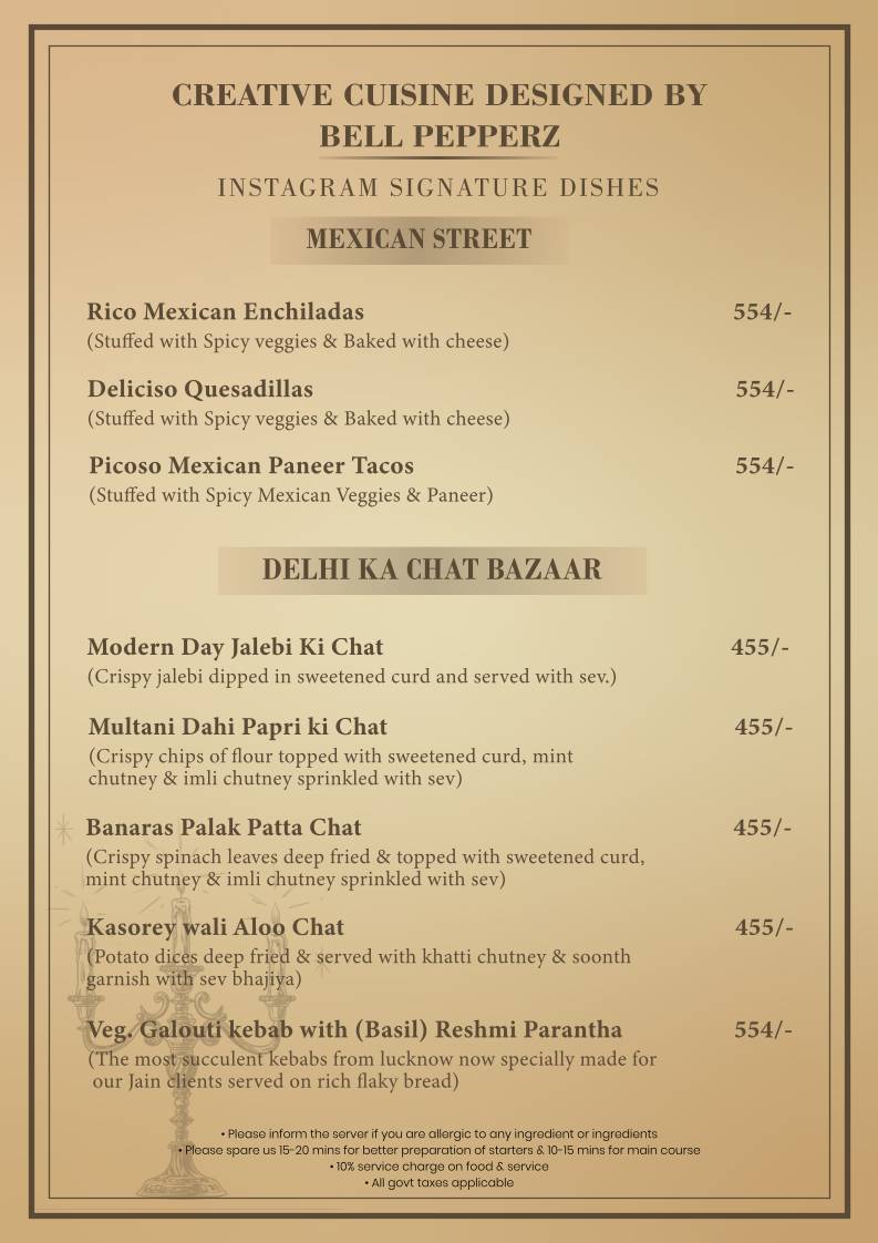 Bell Pepperz menu