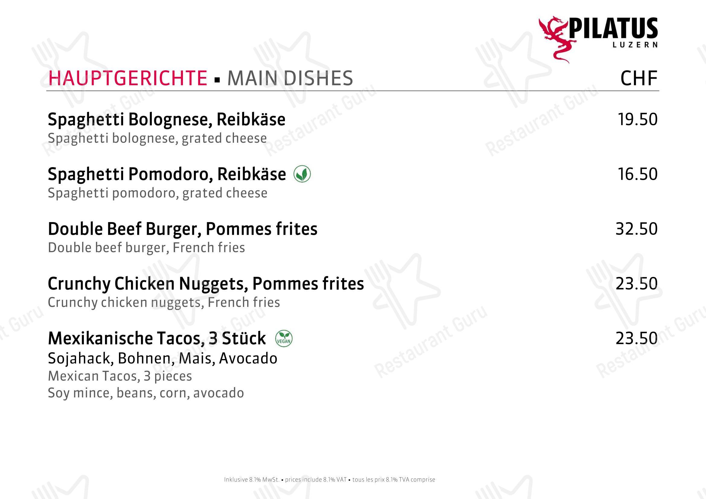 Menu per Restaurant Bellevue in Kriens