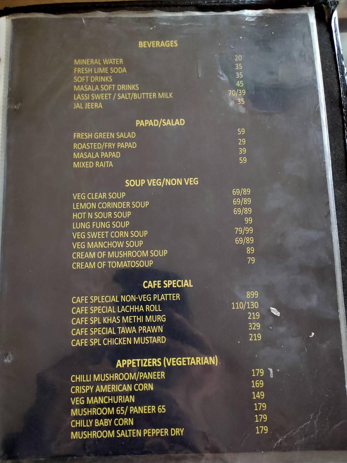 Biryani cafe menu