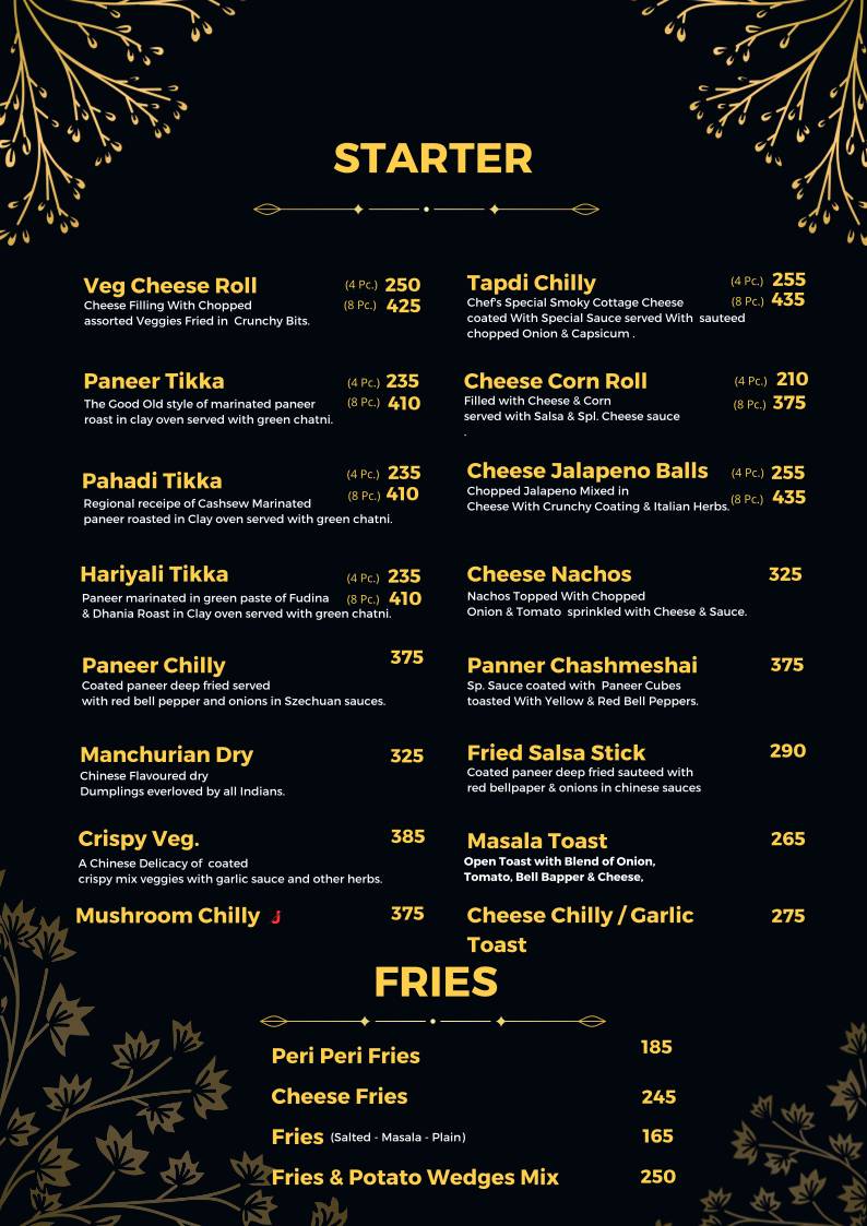 Bluez Restaurant - Candlelight Dinner & Terrace Cafe menu