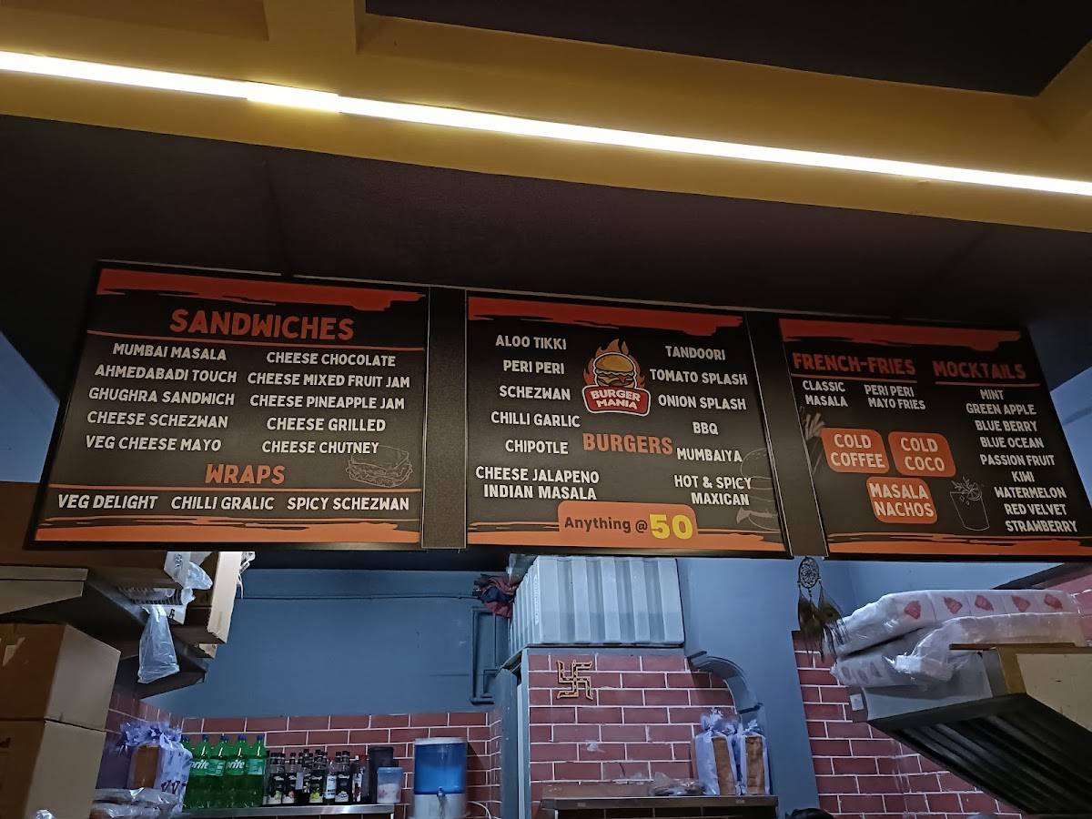 Burger Mania menu