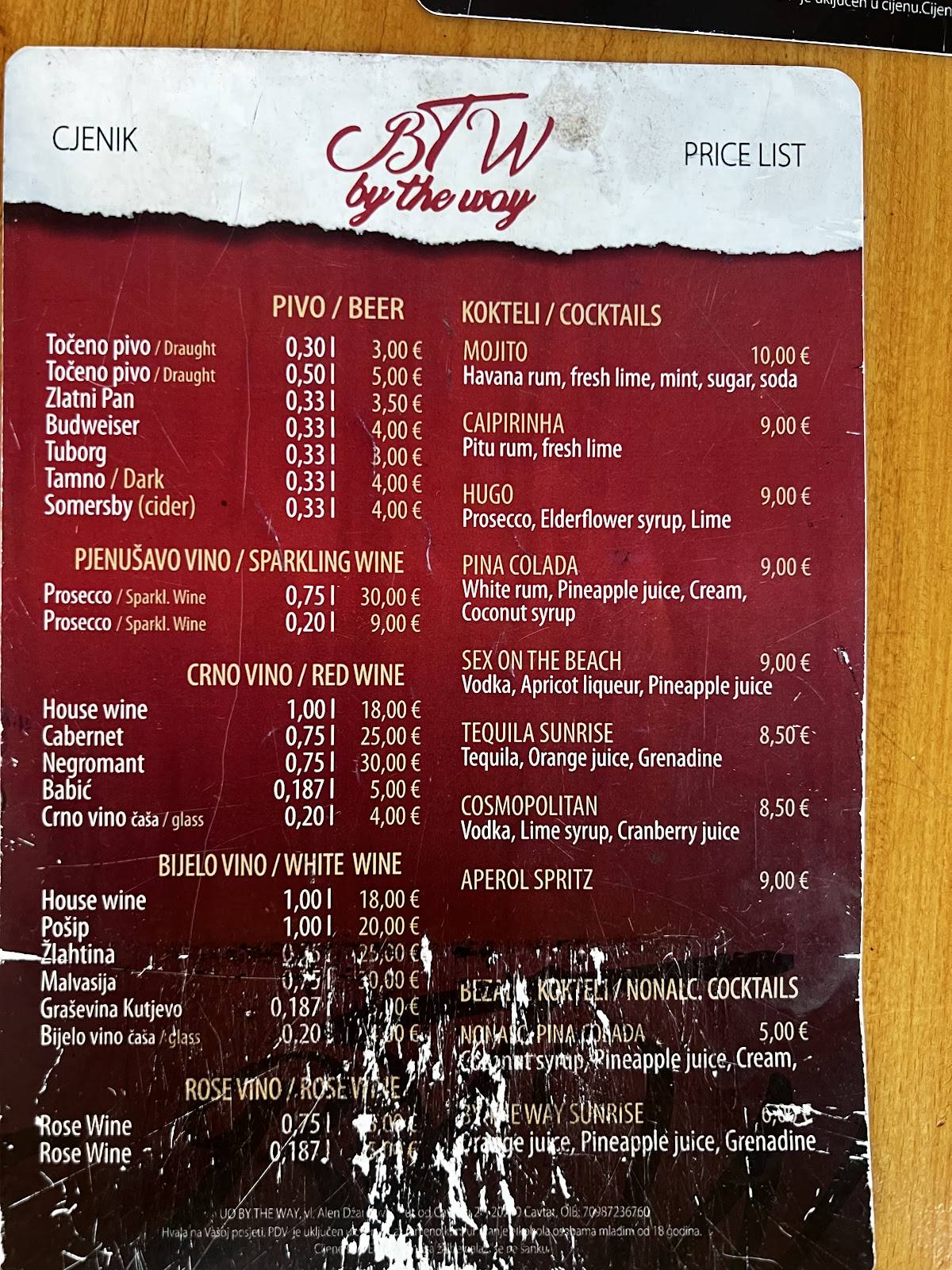 Menu di Restaurant By the way 