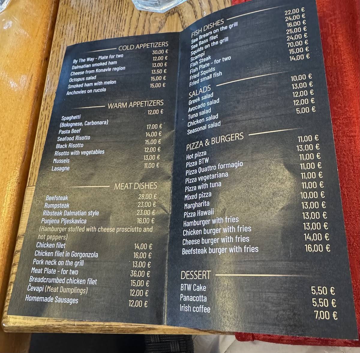 Menu di Restaurant By the way 