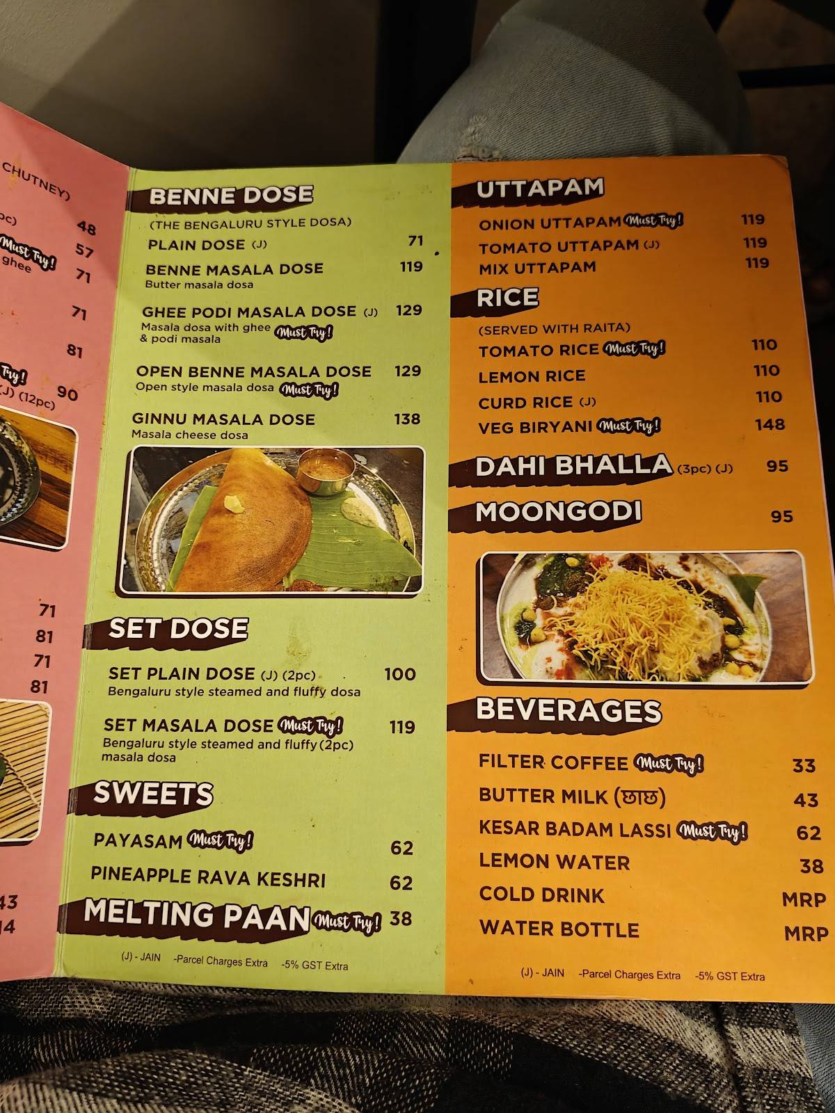 Cafe Bengaluru menu