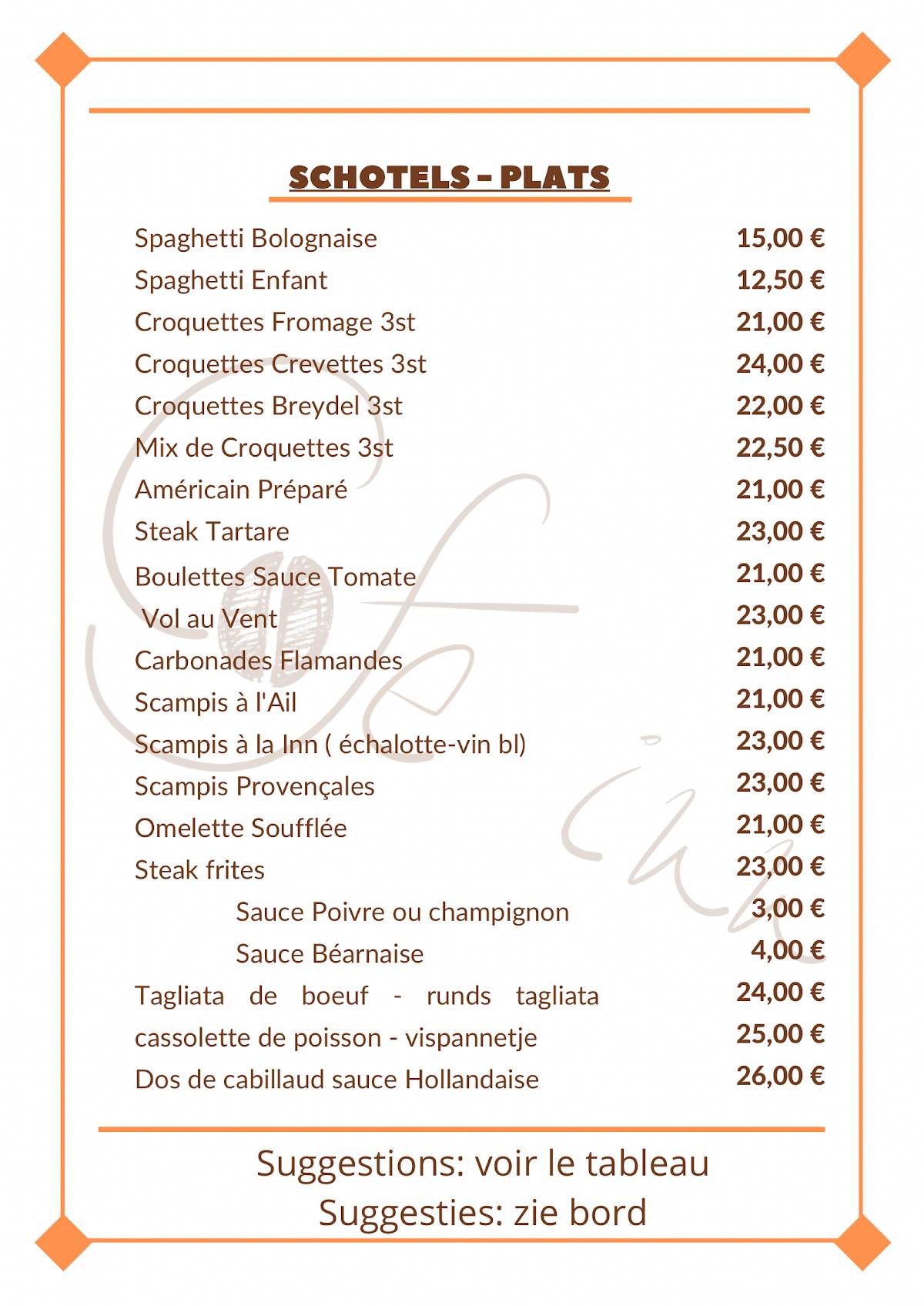 Menu de Café Inn