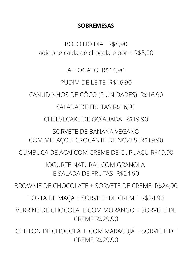 Cafundó Itu - Restaurante & Cafeteria cardápio