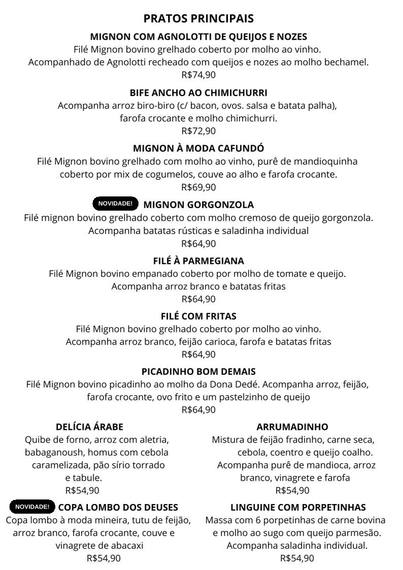 Cafundó Itu - Restaurante & Cafeteria cardápio