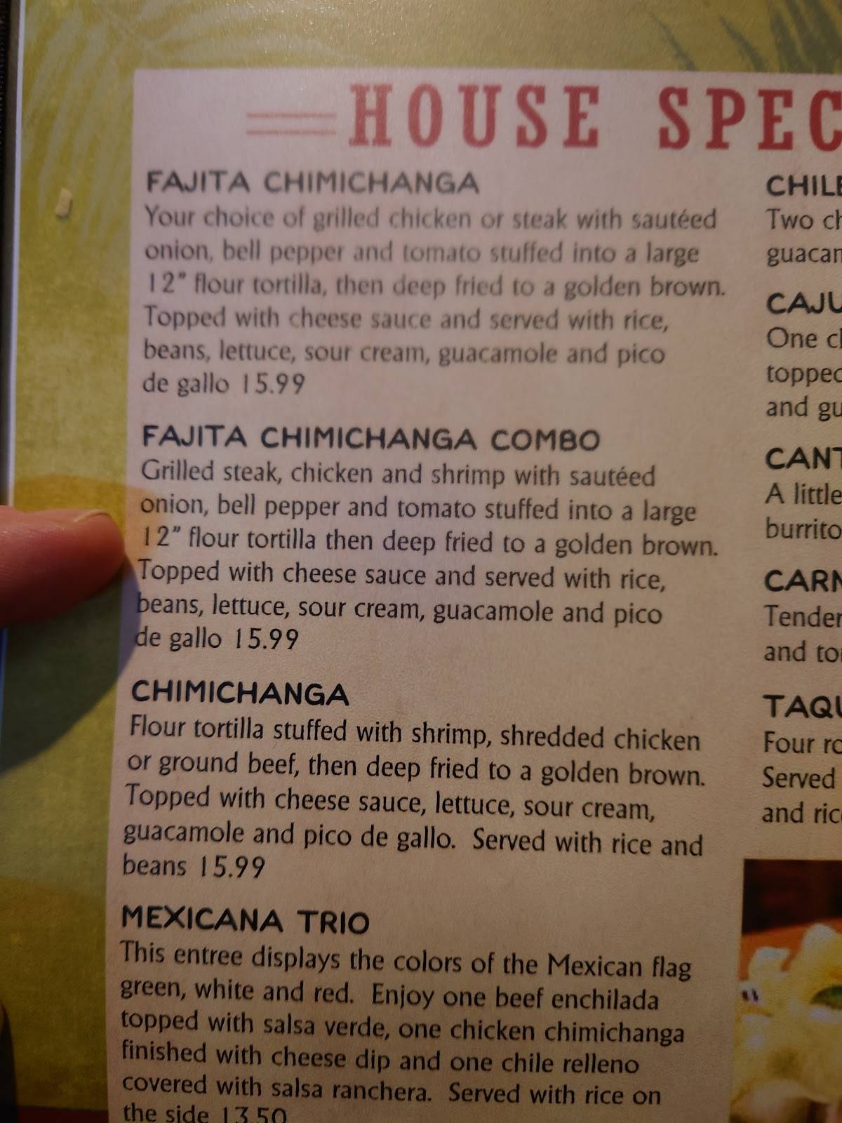Menu at Cancun Mexican Restaurant & Cantina, Fenton