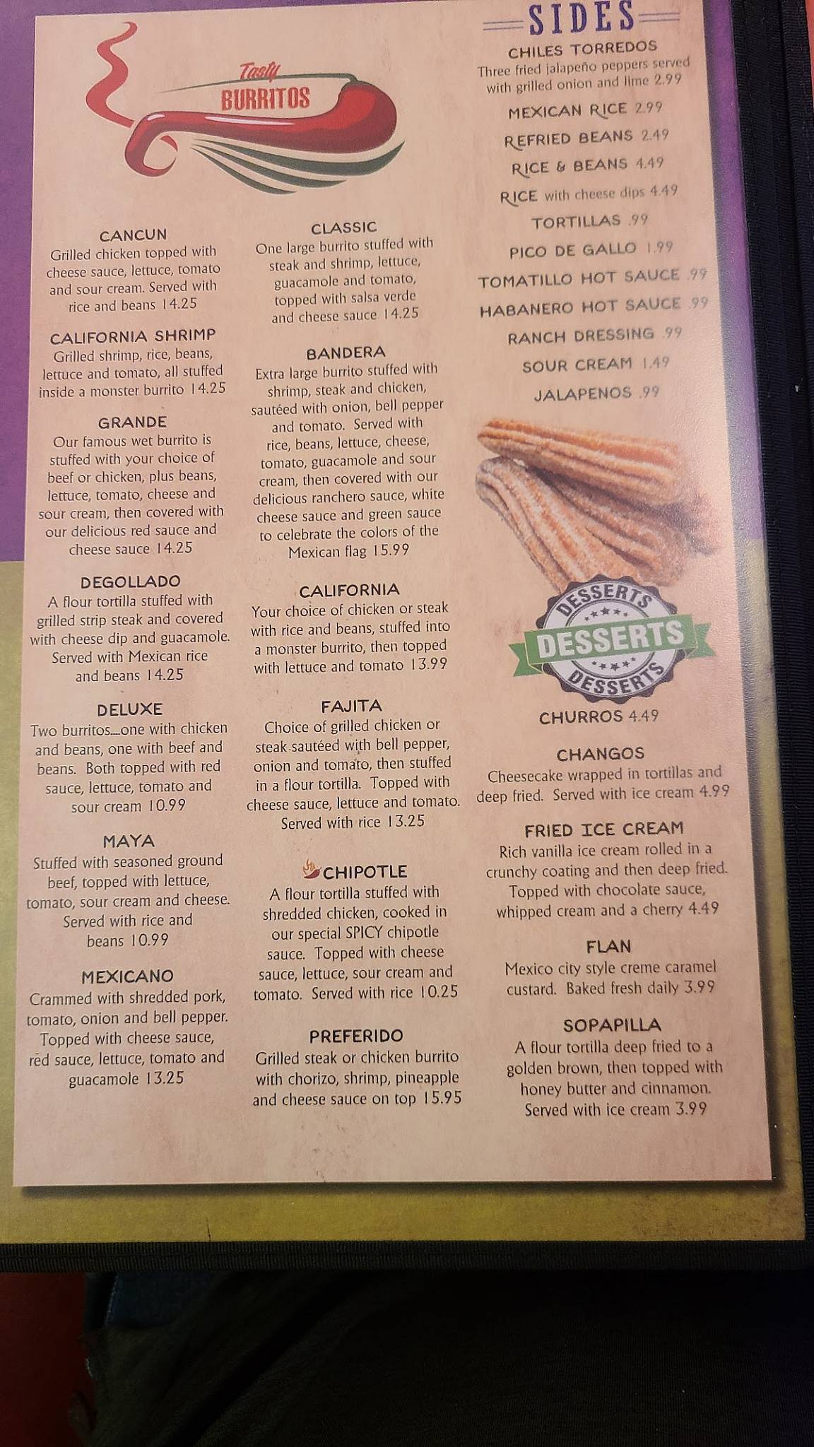 Menu at Cancun Mexican Restaurant & Cantina, Fenton