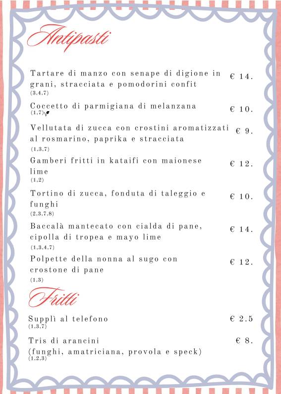 Menu di Casa Vidaschi 
