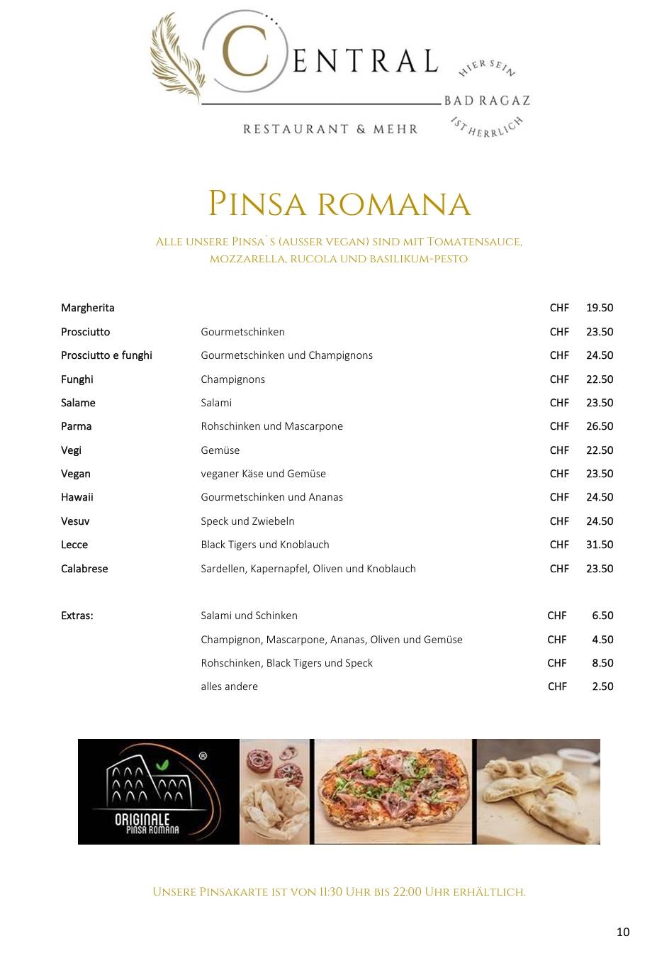 Menu di Restaurant Central 