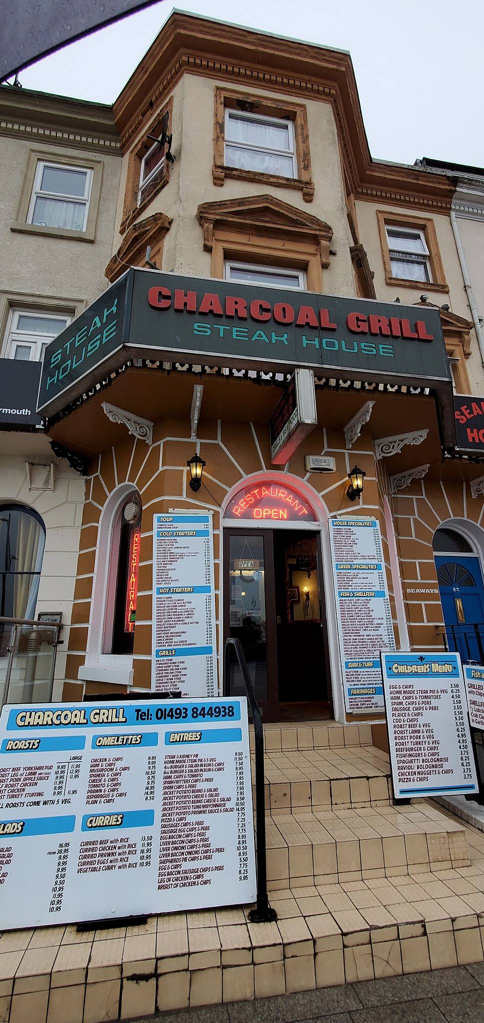 Menu at Charcoal Grill restaurant, Great Yarmouth