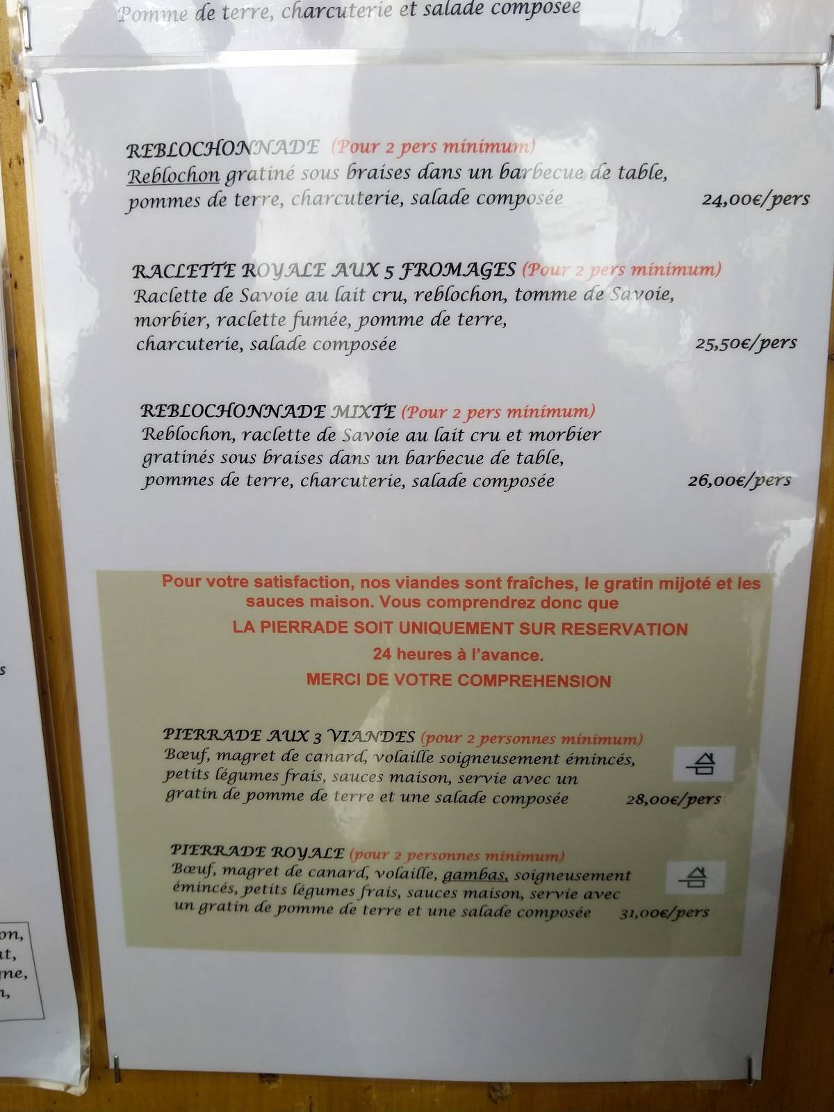 Menu de Chez Natacha et Gael