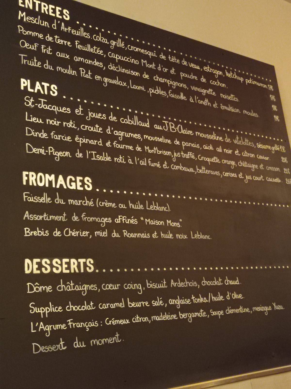 Menu de Chez Nine