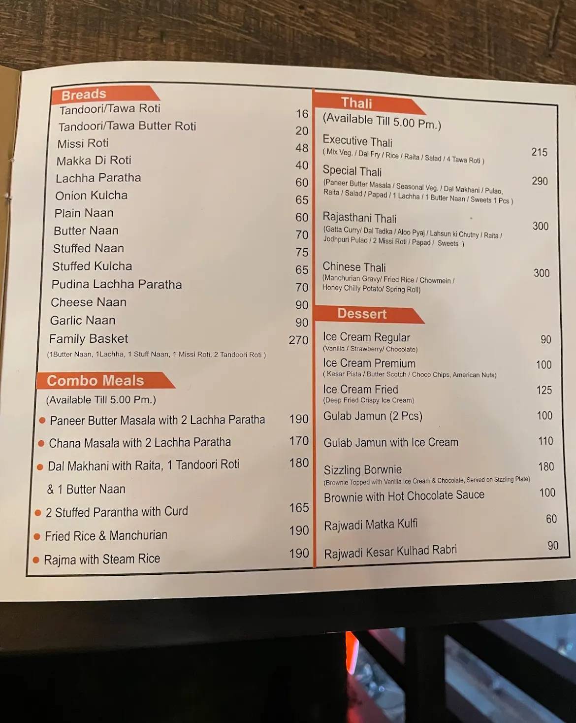 Chhabra's Restaurant menu