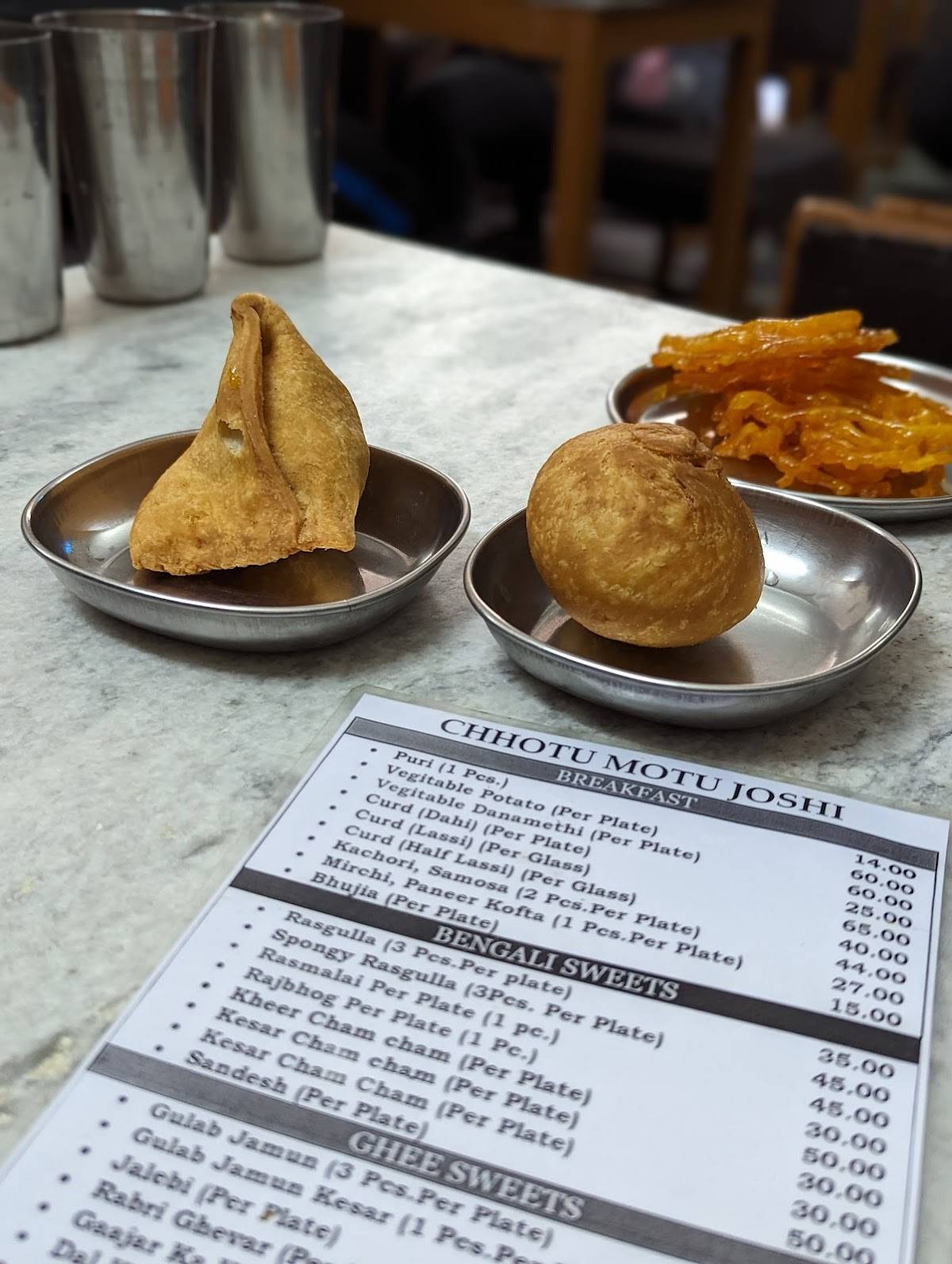 Chhotu Motu Joshi menu