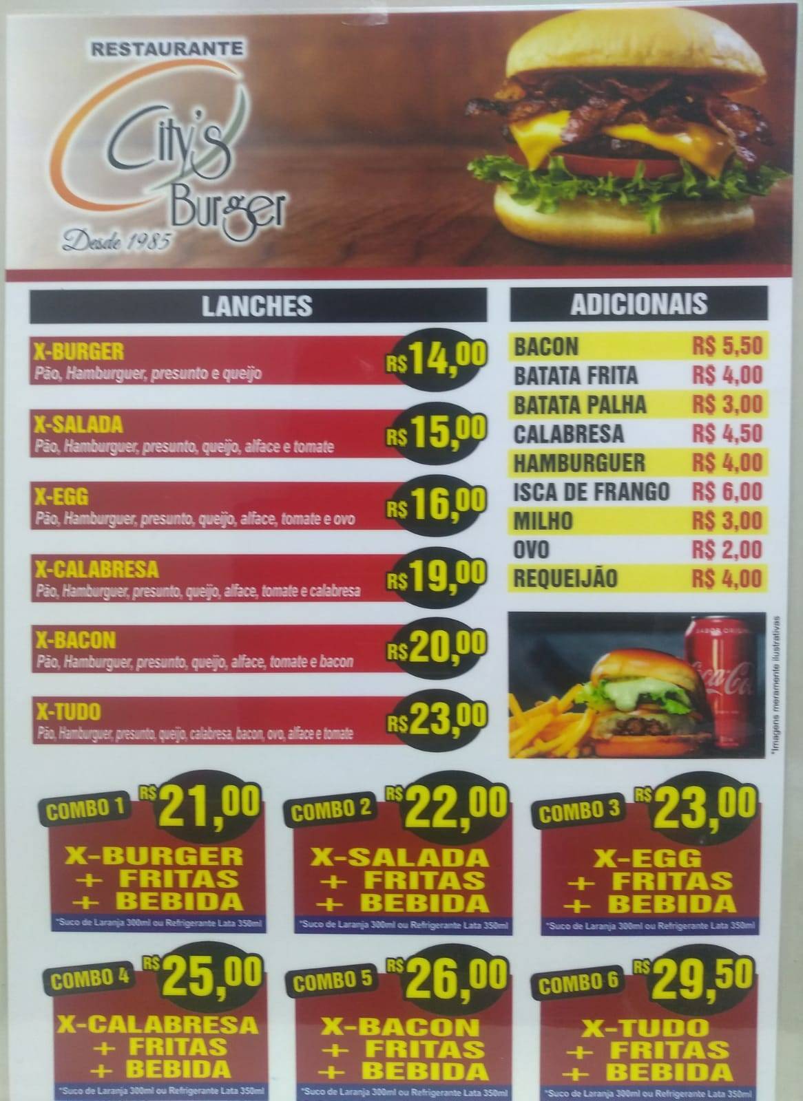 City's Burger cardápio