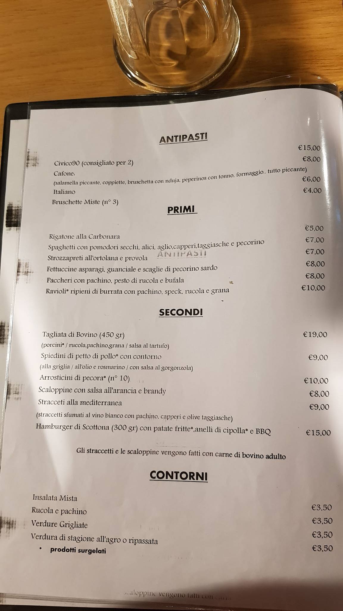 Menu di Civico 90 Colleferro 