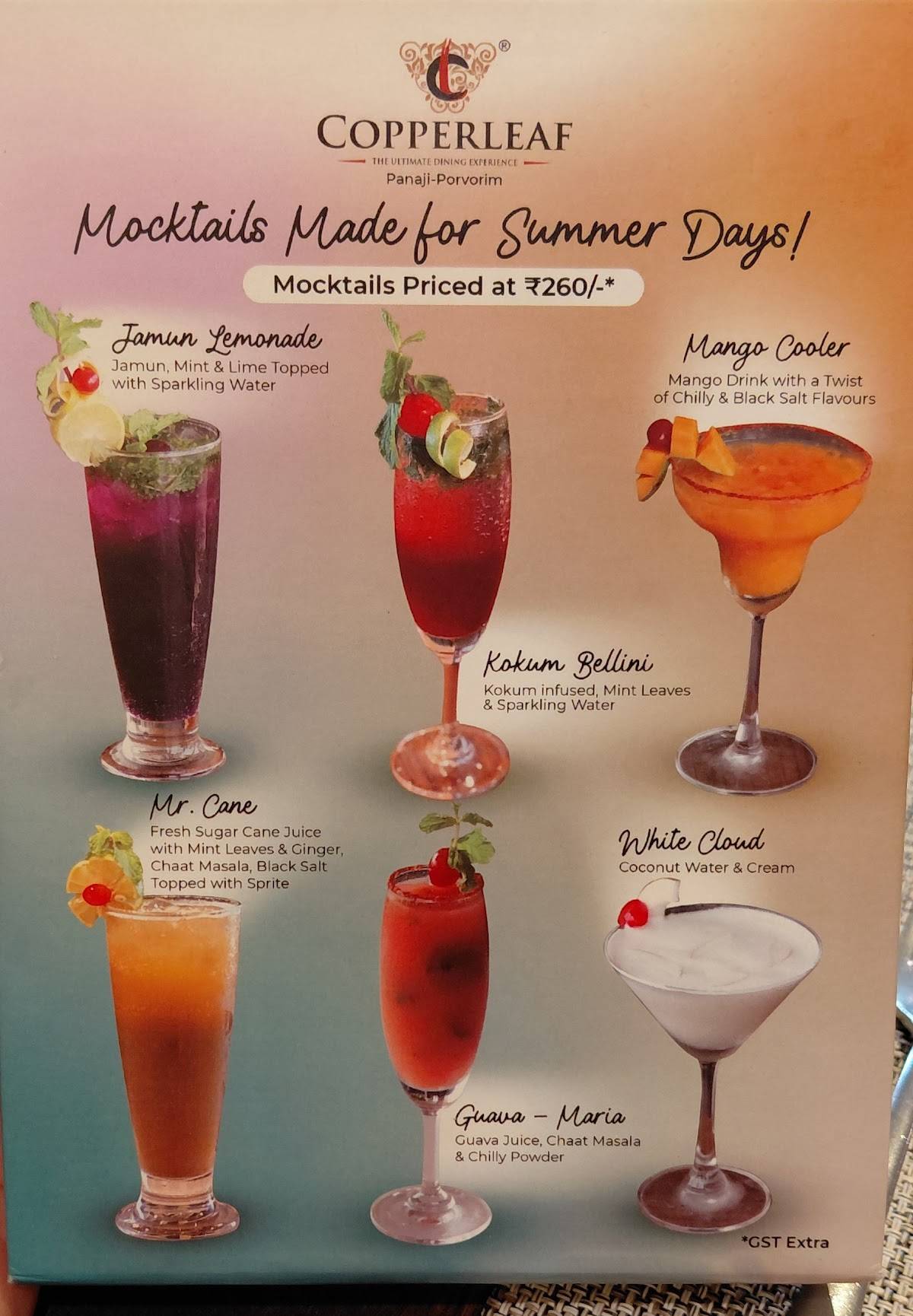 Copperleaf Porvorim menu