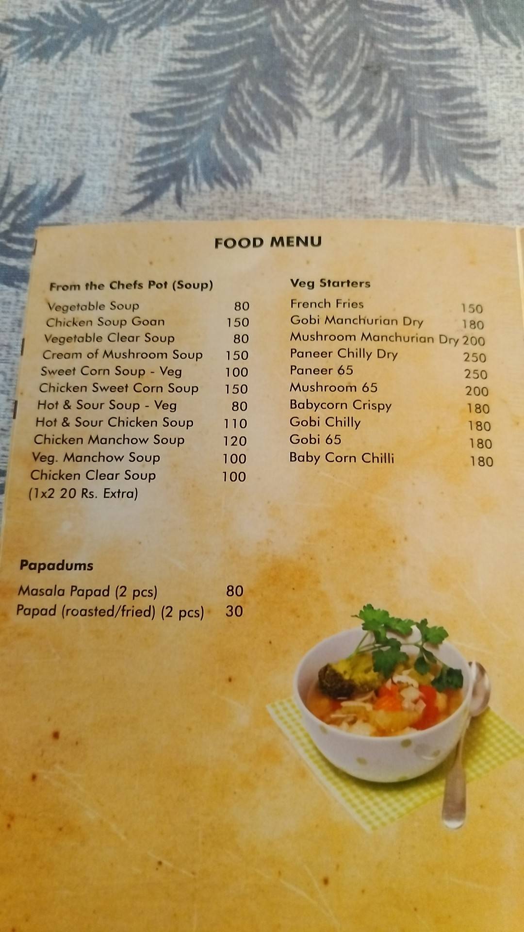 Cuzina de Goa menu