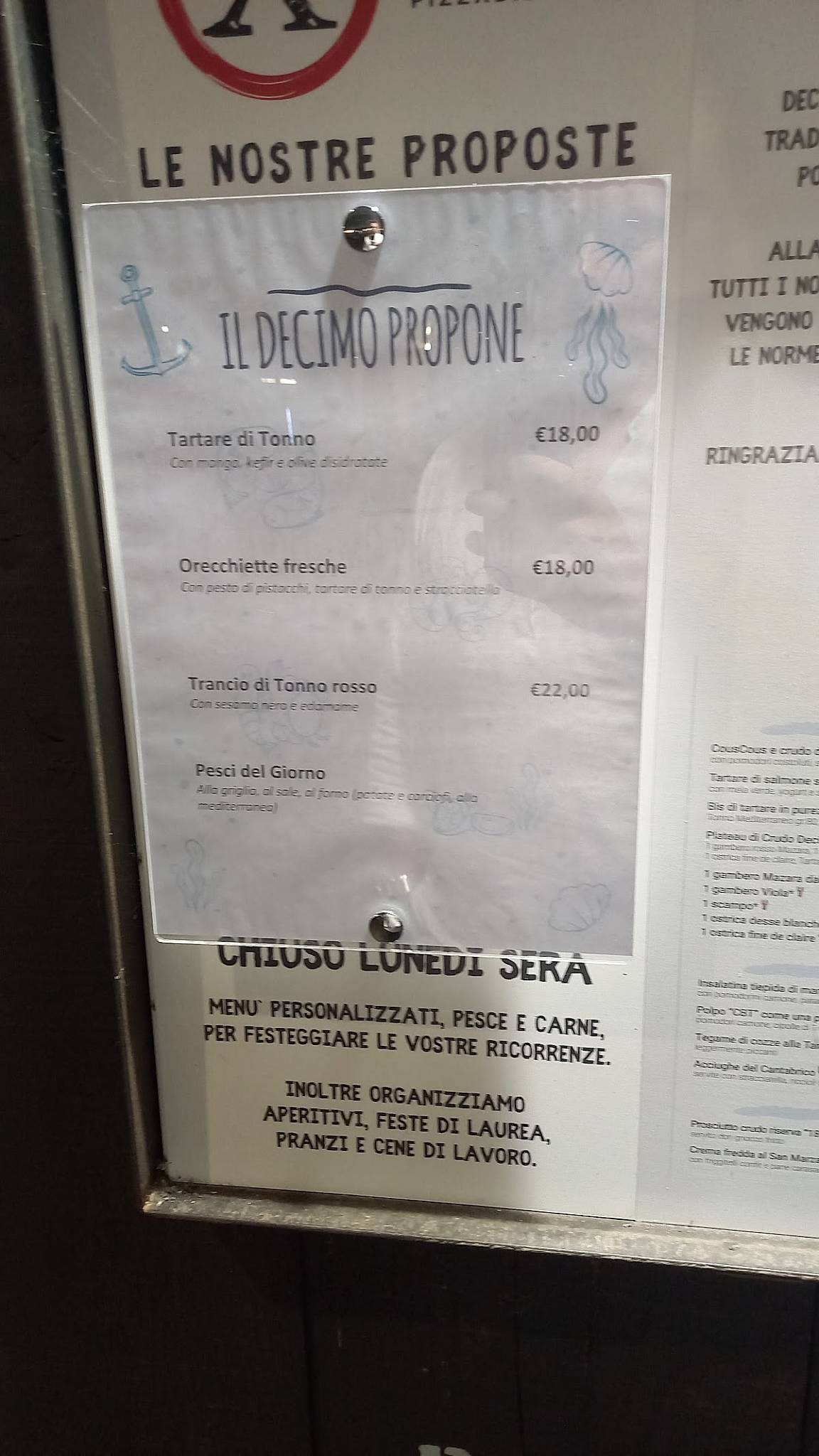 Menu de Decimo PizzaBistrot