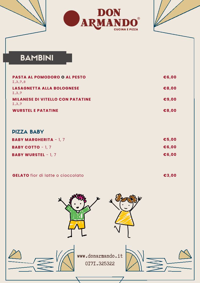 Menu di Don Armando Ristorante Cuneo 