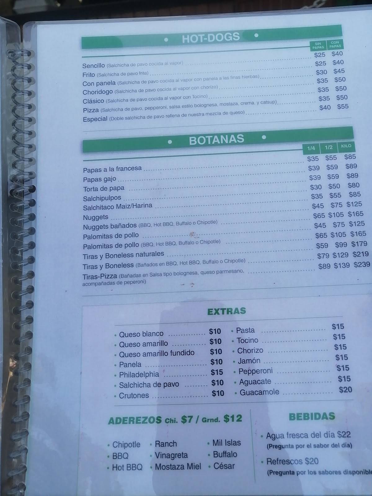 Menu at El Pollo Gigante restaurant, Guadalajara