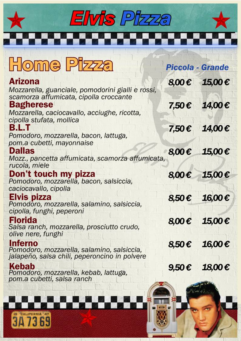 Menu di Elvis Pizza di Angelo Giambanco 