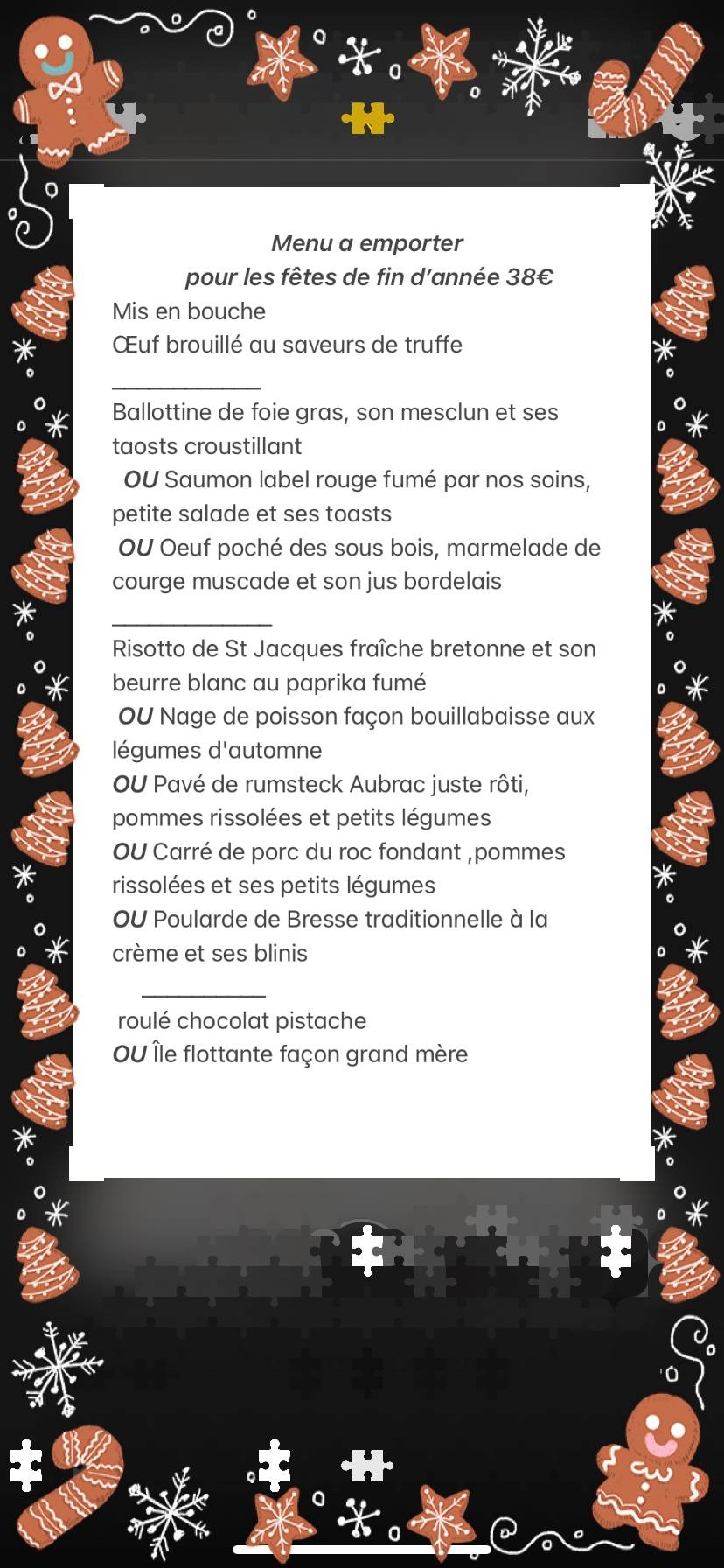 Menu de Restaurant Fa Bio Li