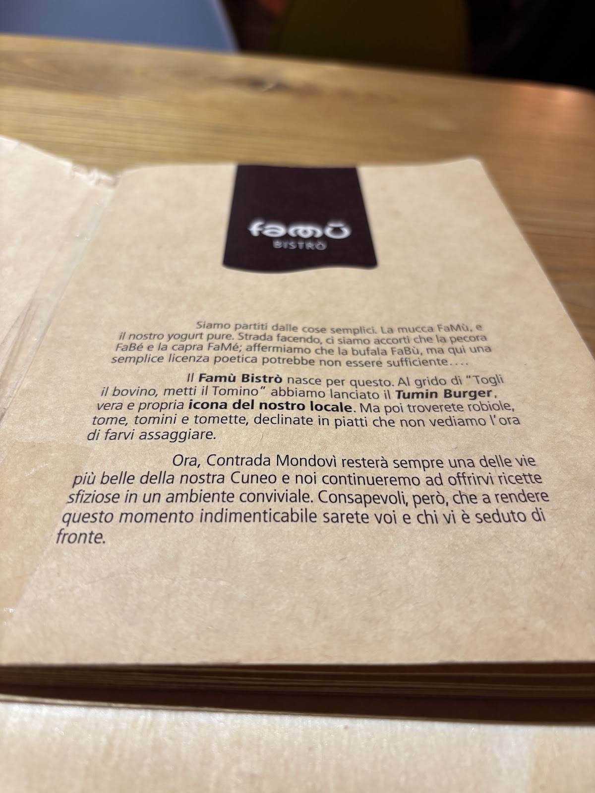 Menu di Famù Bistrò 