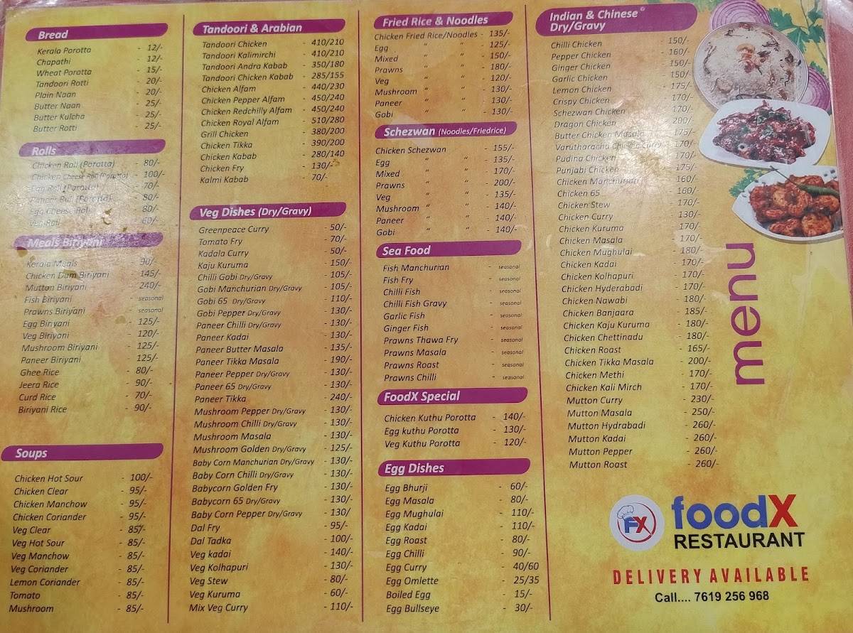 Foodx Restaurant menu