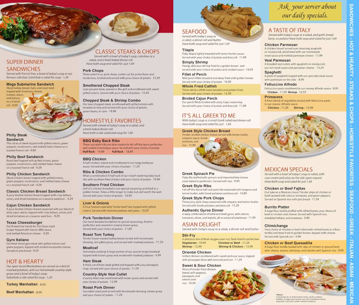 Menu at Four Seasons Family Restaurant, Greenwood, N State Rd 135