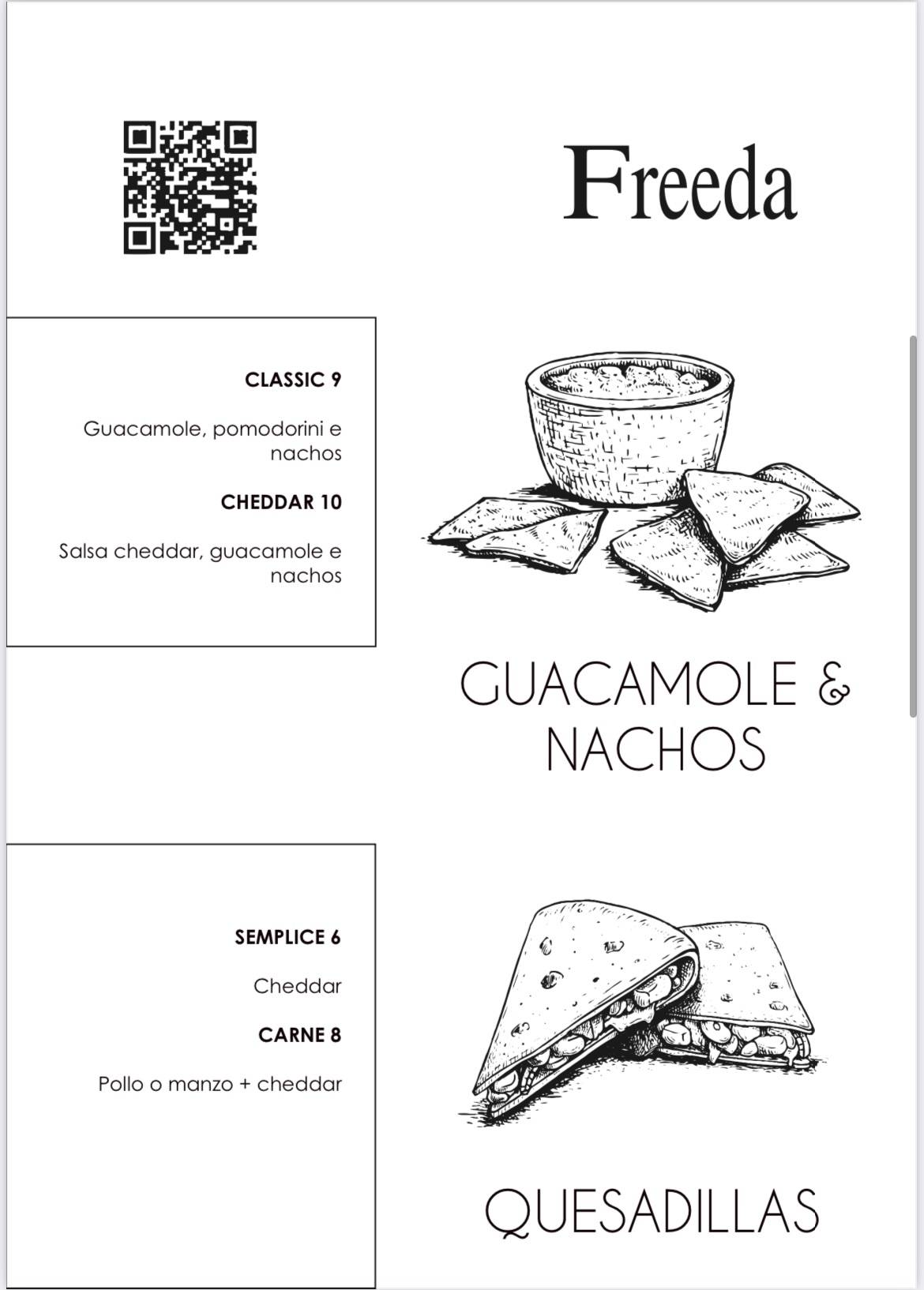 Menu di Freeda Roma 