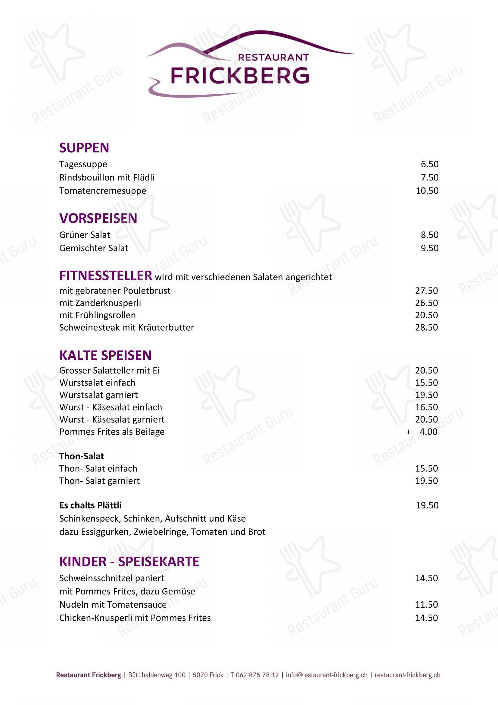 Guarda il menu di Restaurant Frickberg