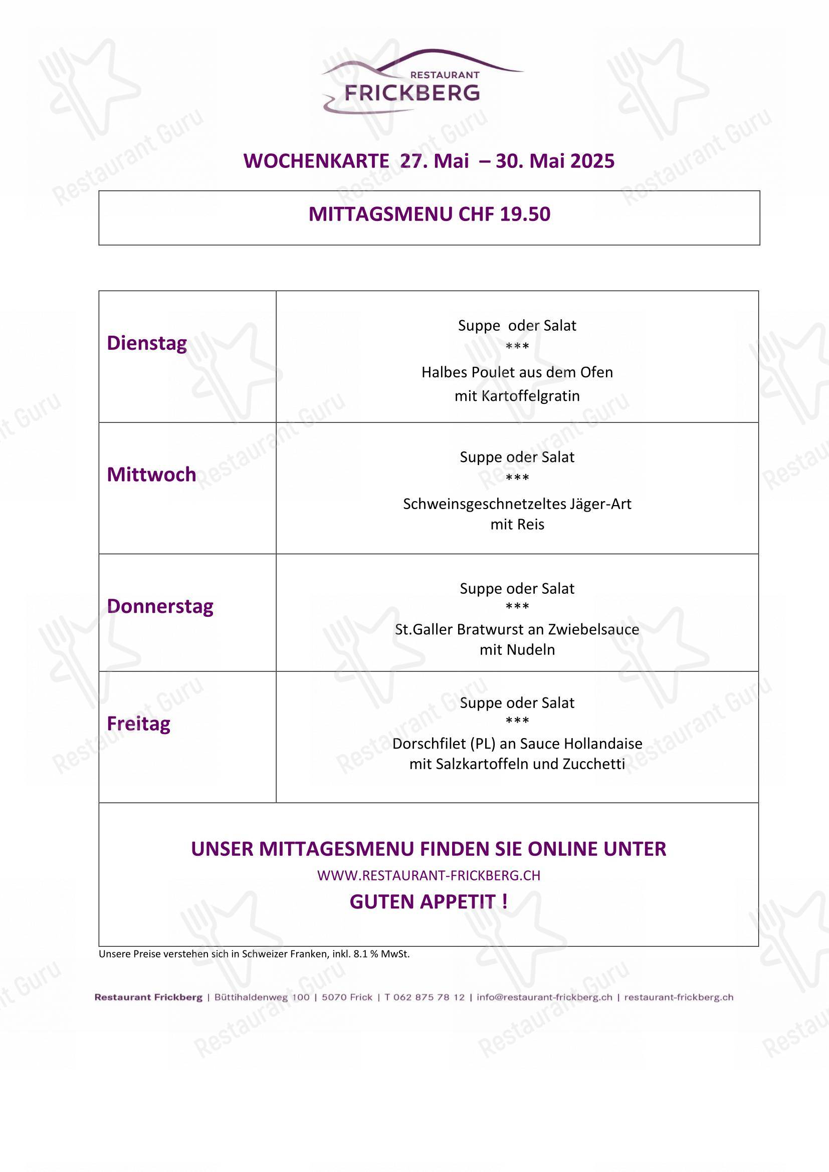Menu di Restaurant Frickberg - Детское