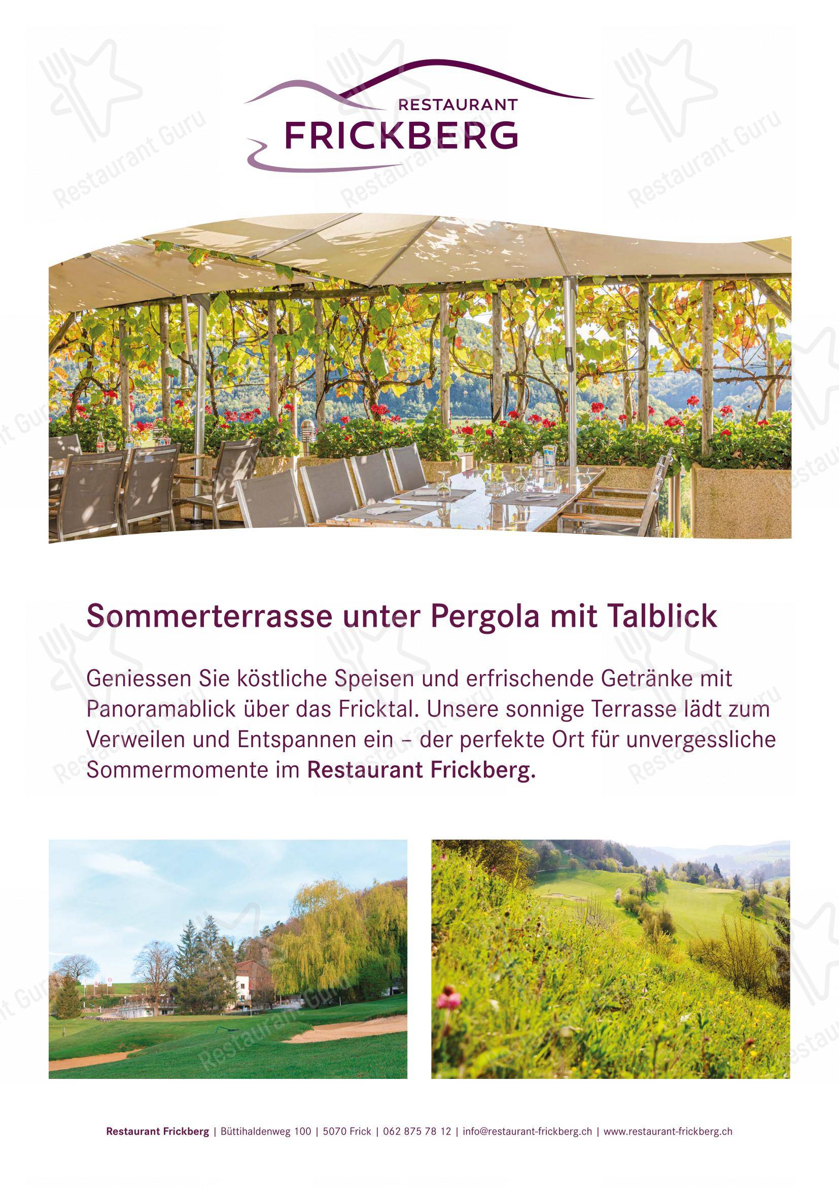 Dinner Menu per Restaurant Frickberg ristorante